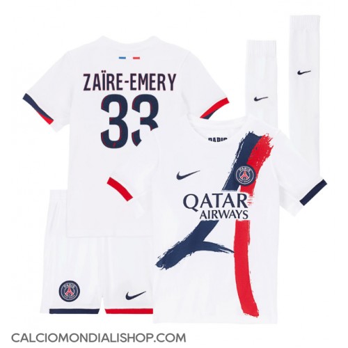 Maglie da calcio Paris Saint-Germain Warren Zaire-Emery #33 Seconda Maglia Bambino 2024-25 Manica Corta (+ Pantaloni corti)